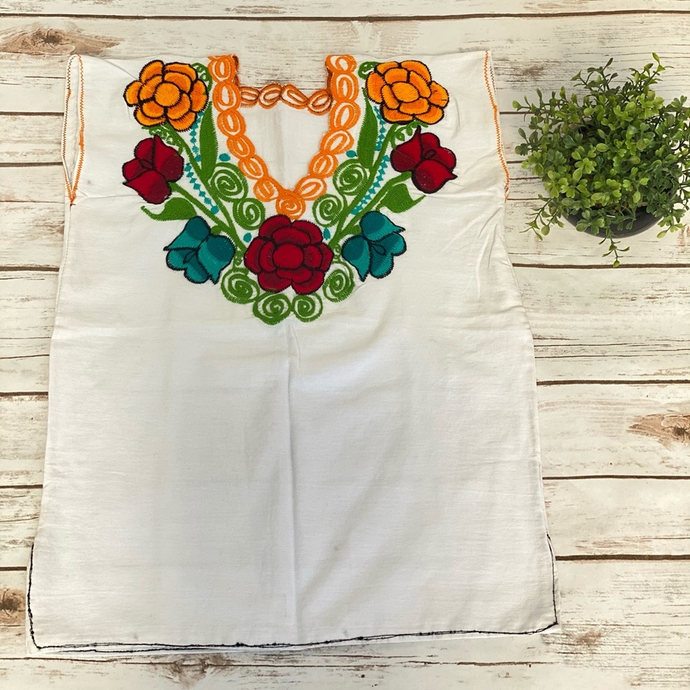 White Embroidered Mexican Blouse